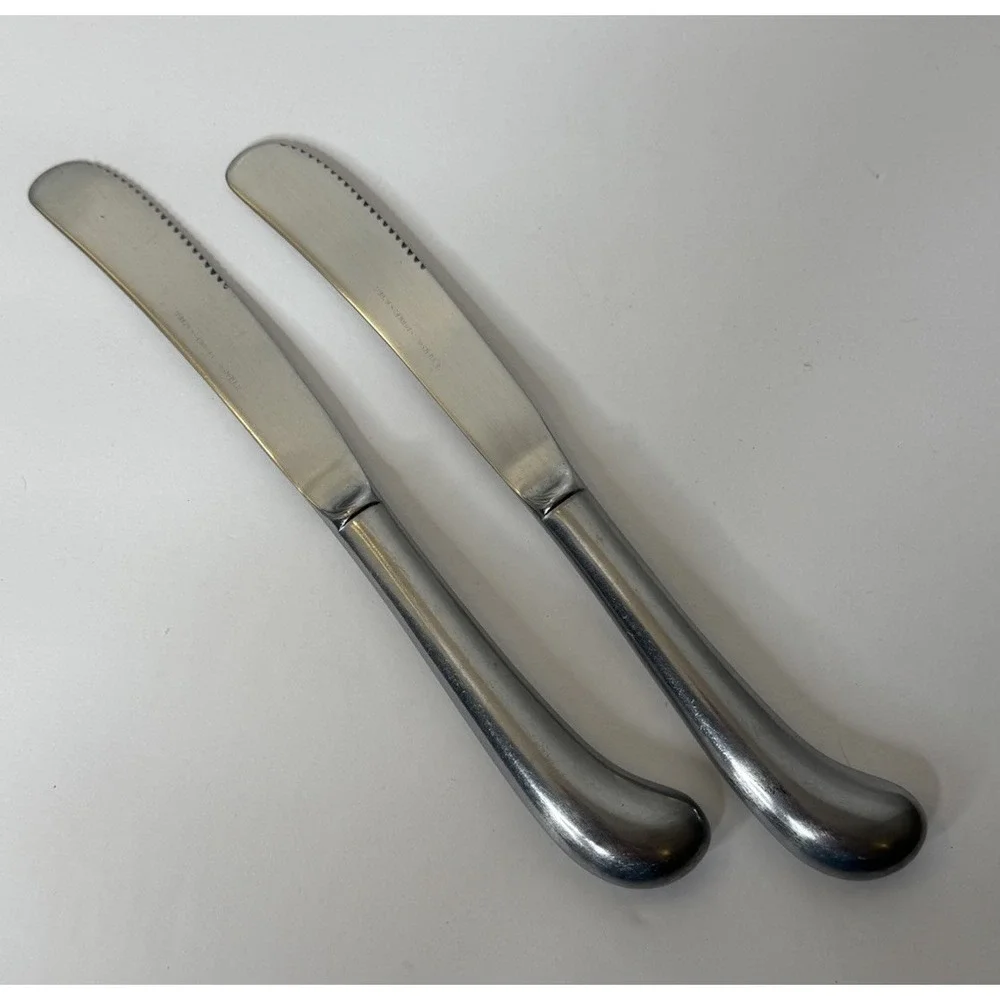 VTG ROGERS Lot 2 Dinner Knife Stainless Steel Made in Korea Pistol Grip 9.25
